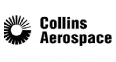 Collins Aerospace logo, also shown in the scanned engineering brochure